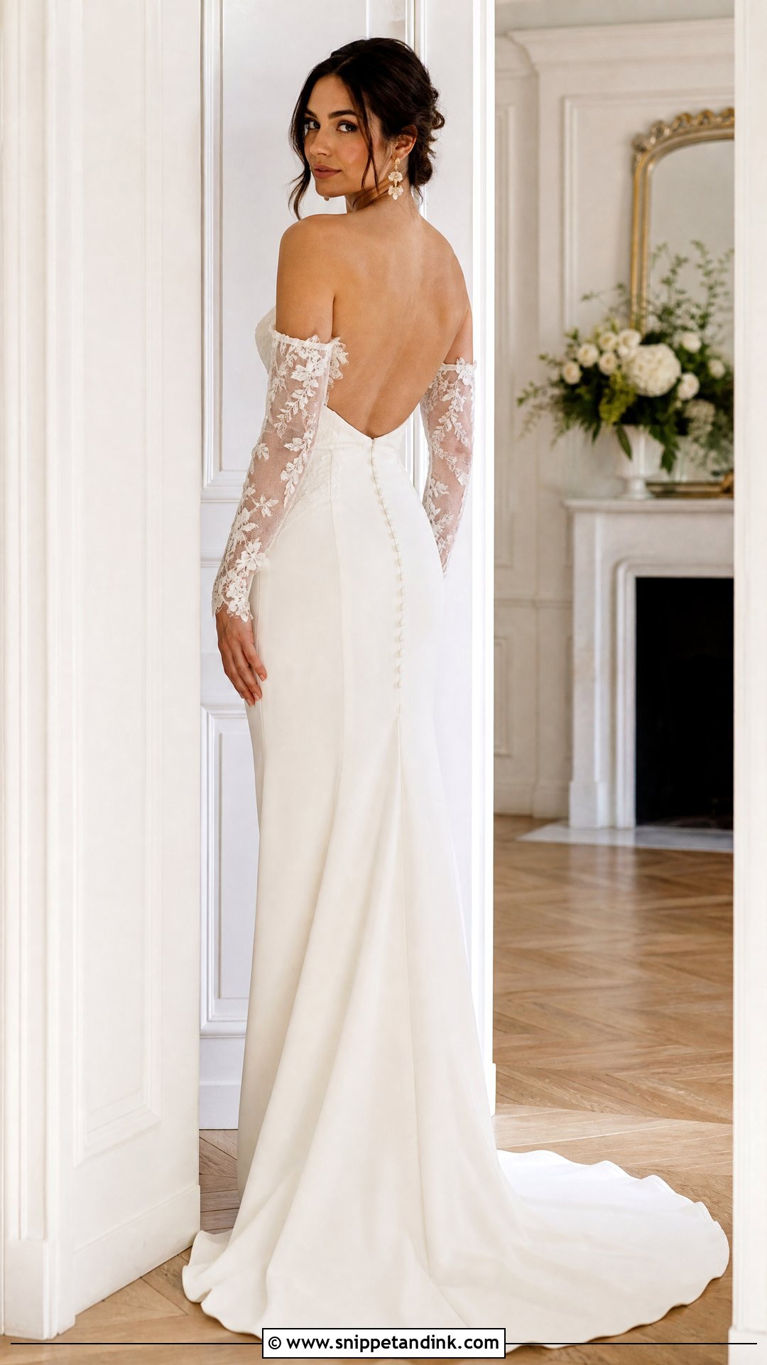 Backless Wedding Dress With Detachable Sleeves - Snippet and Ink - 35 Backless Wedding Dress Ideas