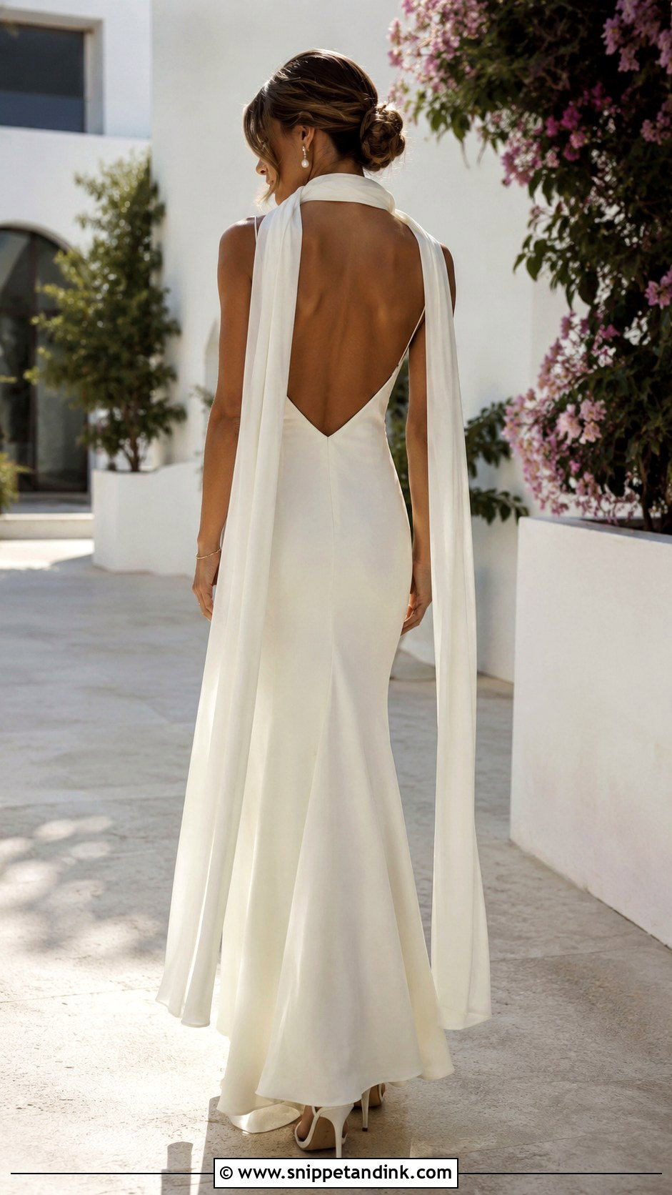 Backless Wedding Dress With Scarf - Snippet and Ink - 20 Wedding Dresses with Scarf