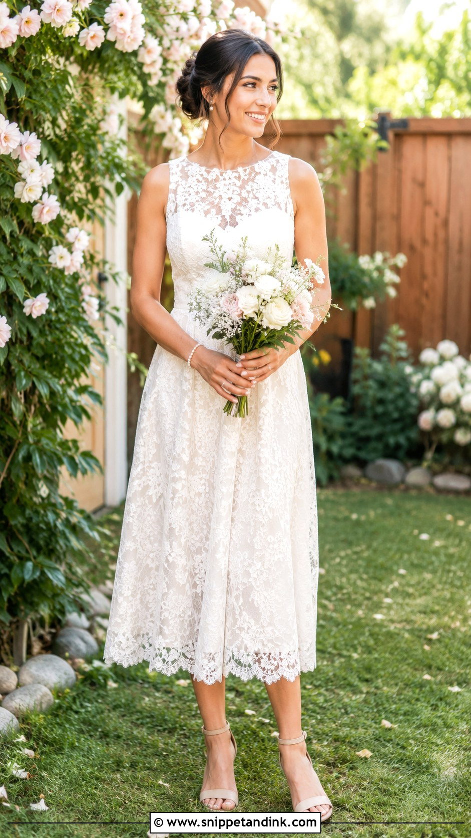 Backyard Wedding Lace Midi Dress - Snippet and Ink - 25 Backyard Casual Wedding Dress Ideas