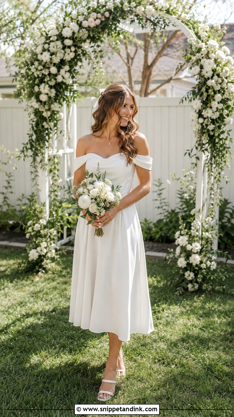 Backyard Wedding Off Shoulder Dress - Snippet and Ink - 25 Backyard Casual Wedding Dress Ideas