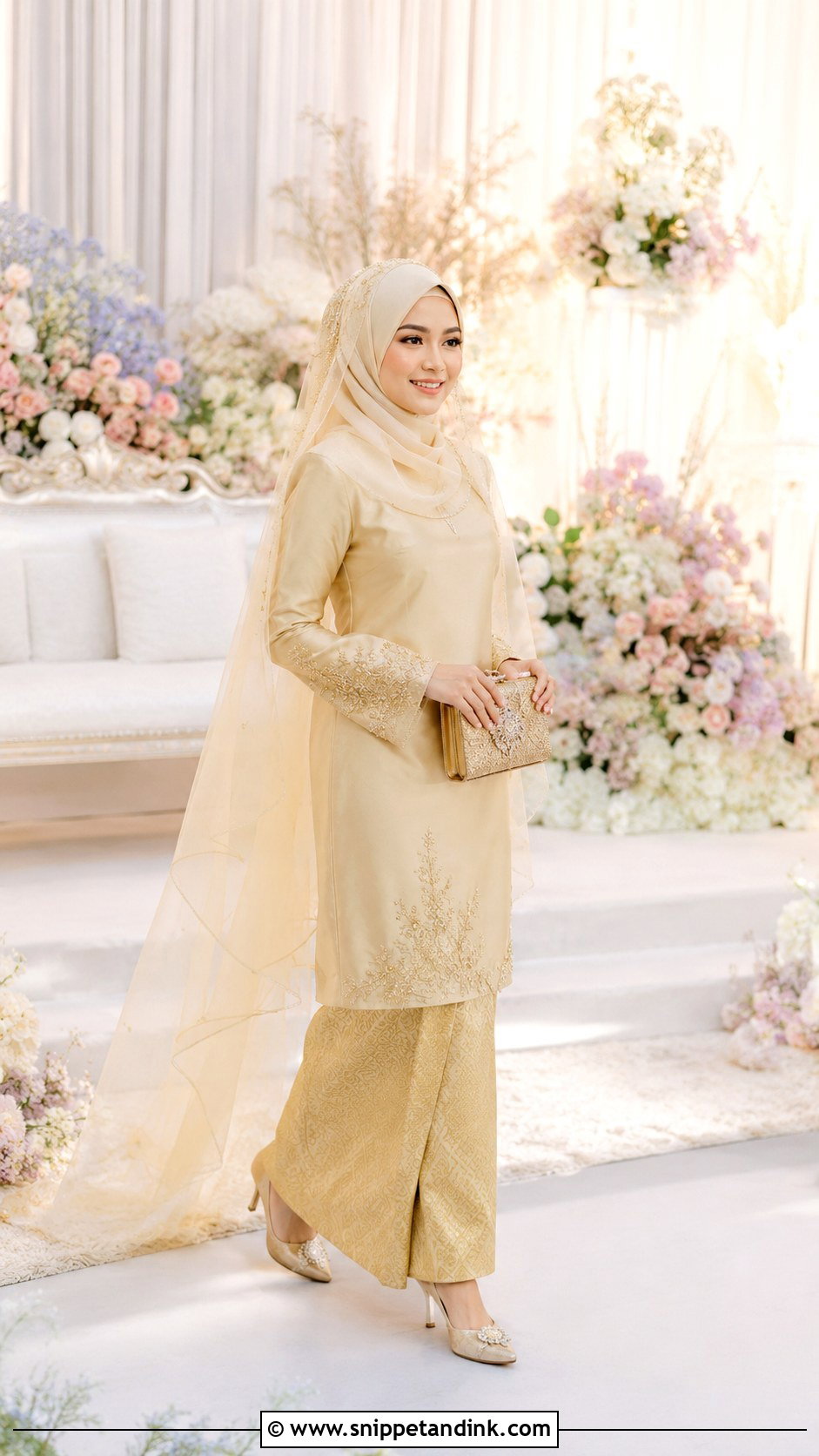 Baju Kurung Pahang Wedding Dress - Snippet and Ink - 20 Malaysian Muslim Wedding Dress Ideas