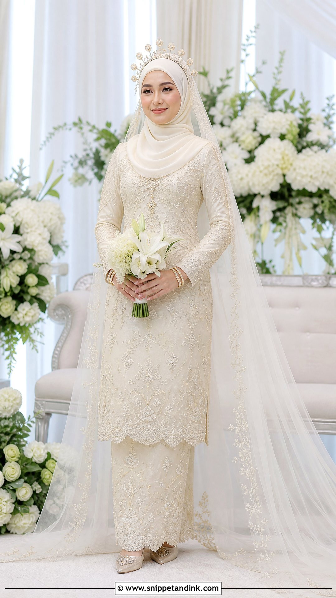 Baju Kurung Sri Lankan Malay Bride Outfit - Snippet and Ink - 20 Srilankan Bride Ideas