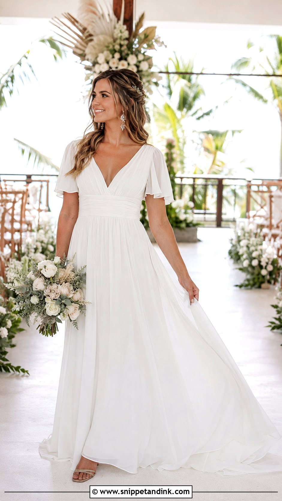 Bali Wedding Dress With Flutter Sleeves - Snippet and Ink - 20 Bali Wedding Dress Ideas