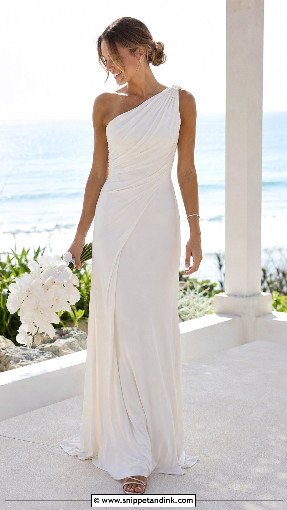 Bali Wedding Dress With One Shoulder Draping - Snippet and Ink - 20 Bali Wedding Dress Ideas