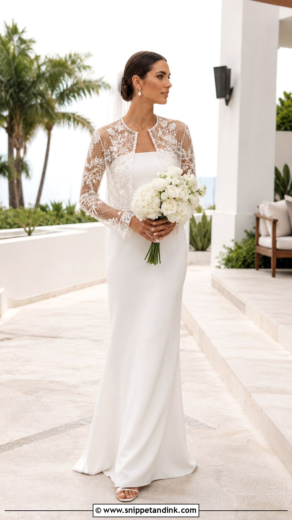 Bali Wedding Dress With Sheer Bridal Jacket - Snippet and Ink - 20 Bali Wedding Dress Ideas