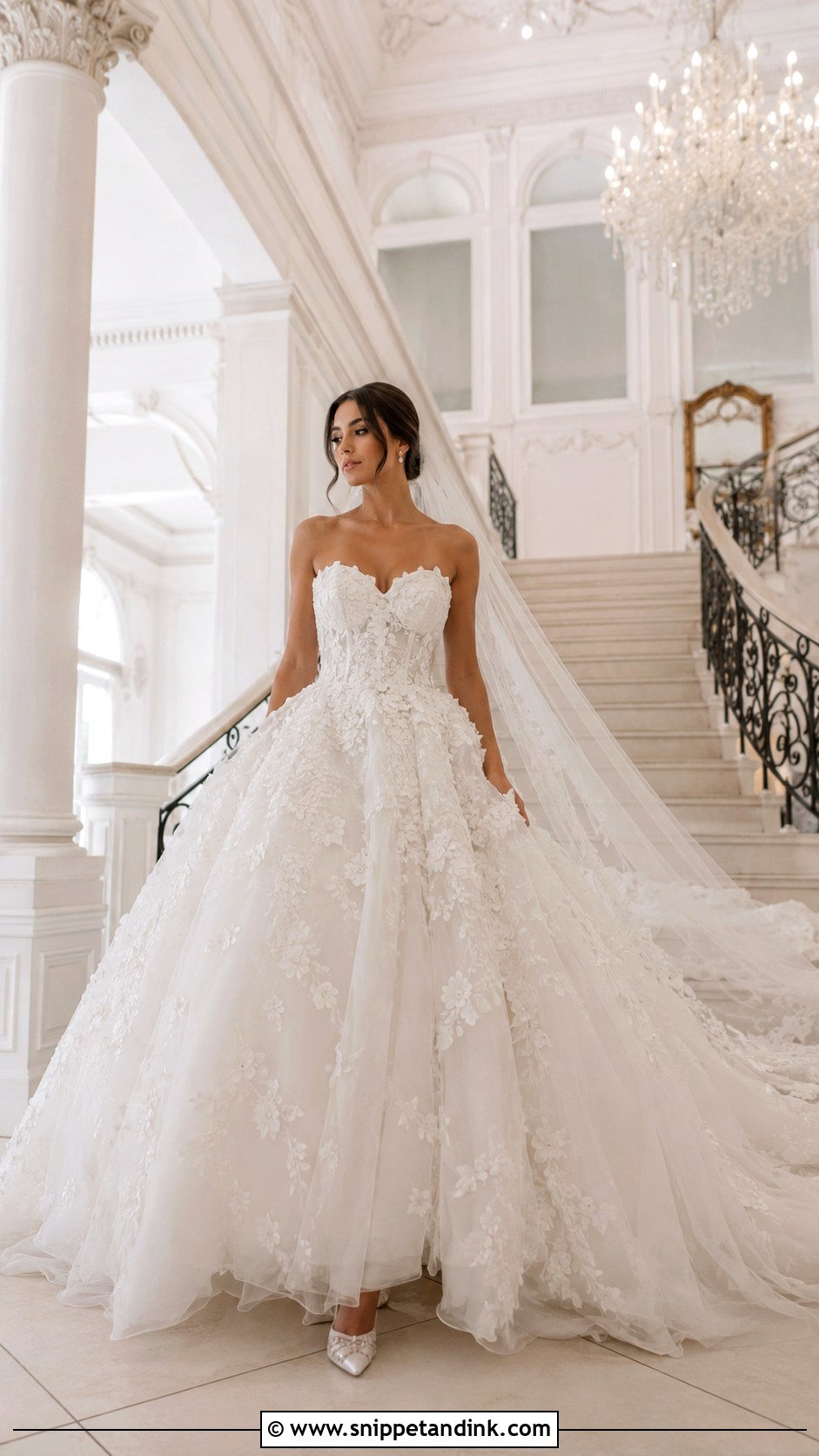 Ball Gown 3D Lace Wedding Dress - Snippet and Ink - 20 3D Lace Wedding Dress Ideas