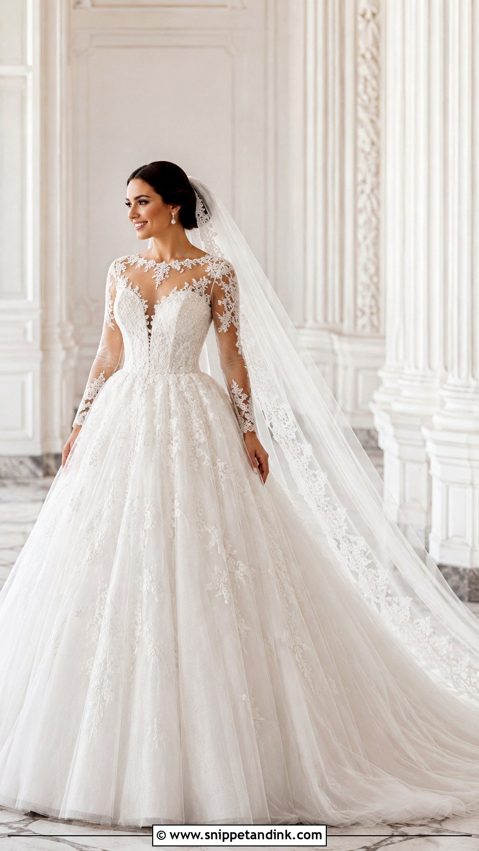 Ball Gown Bridal Gown With Sleeves - Snippet and Ink - 25 Bridal Gowns with Sleeves