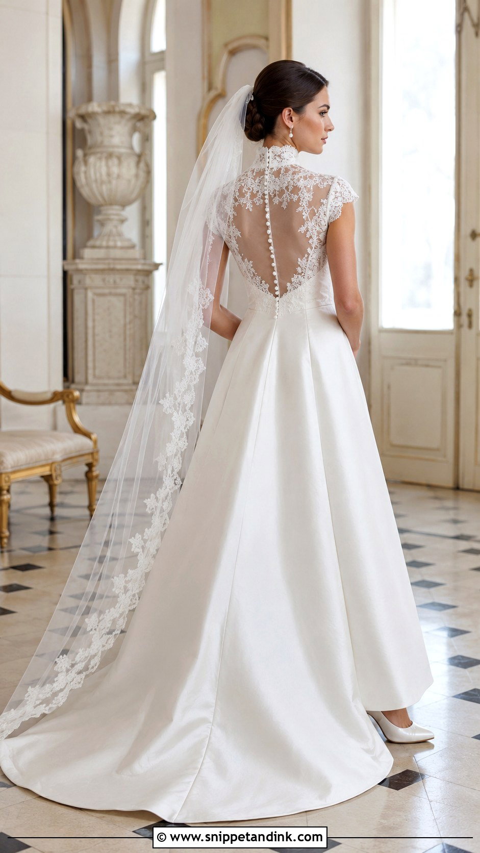 Ball Gown Button Lace Back Wedding Dress - Snippet and Ink - 20 Lace Back Wedding Dress Ideas