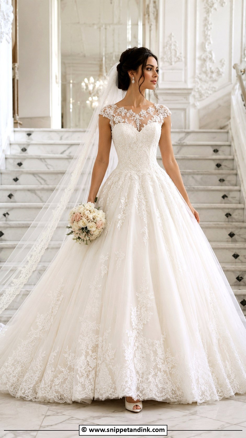 Ball Gown Cap Sleeve Wedding Dress - Snippet and Ink - 30 Cap Sleeve Wedding Dress Ideas