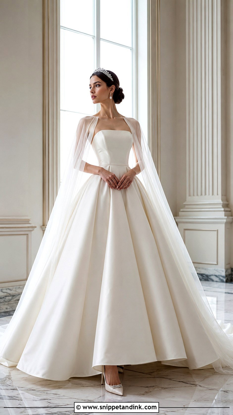 Ball Gown Cape Sleeve Wedding Dress - Snippet and Ink - 20 Cape Sleeve Wedding Dress Ideas