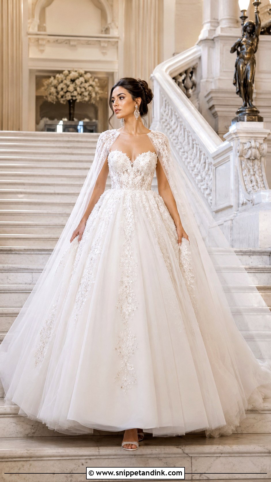 Ball Gown Cape Wedding Dress - Snippet and Ink - 30 Wedding Dress with Cape Ideas