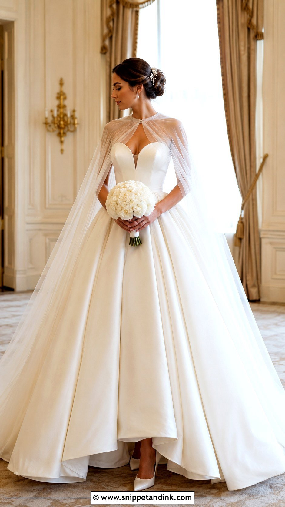 Ball Gown Cape Wedding Dress - Snippet and Ink - 30 Cape Wedding Dress Ideas