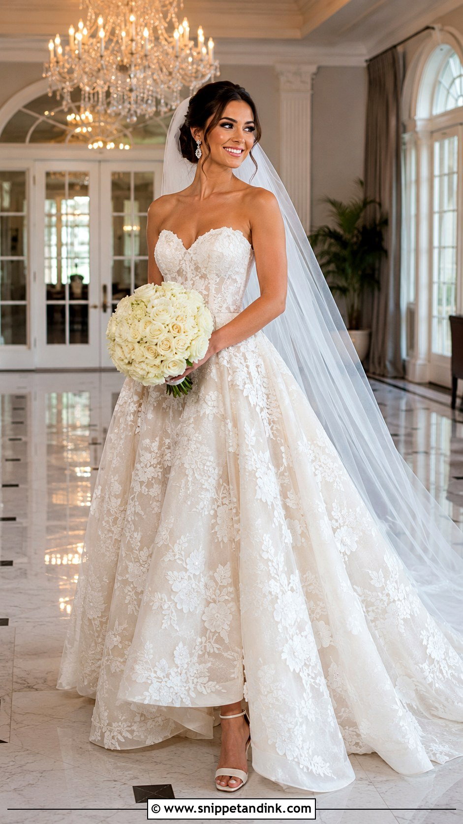 Ball Gown Flower Lace Wedding Dress - Snippet and Ink - 20 Flower Lace Wedding Dress Ideas
