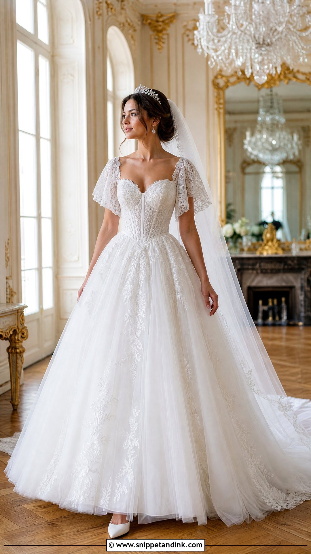 Ball Gown Flutter Sleeve Wedding Dress - Snippet and Ink - 20 Wedding Dress Flutter Sleeves
