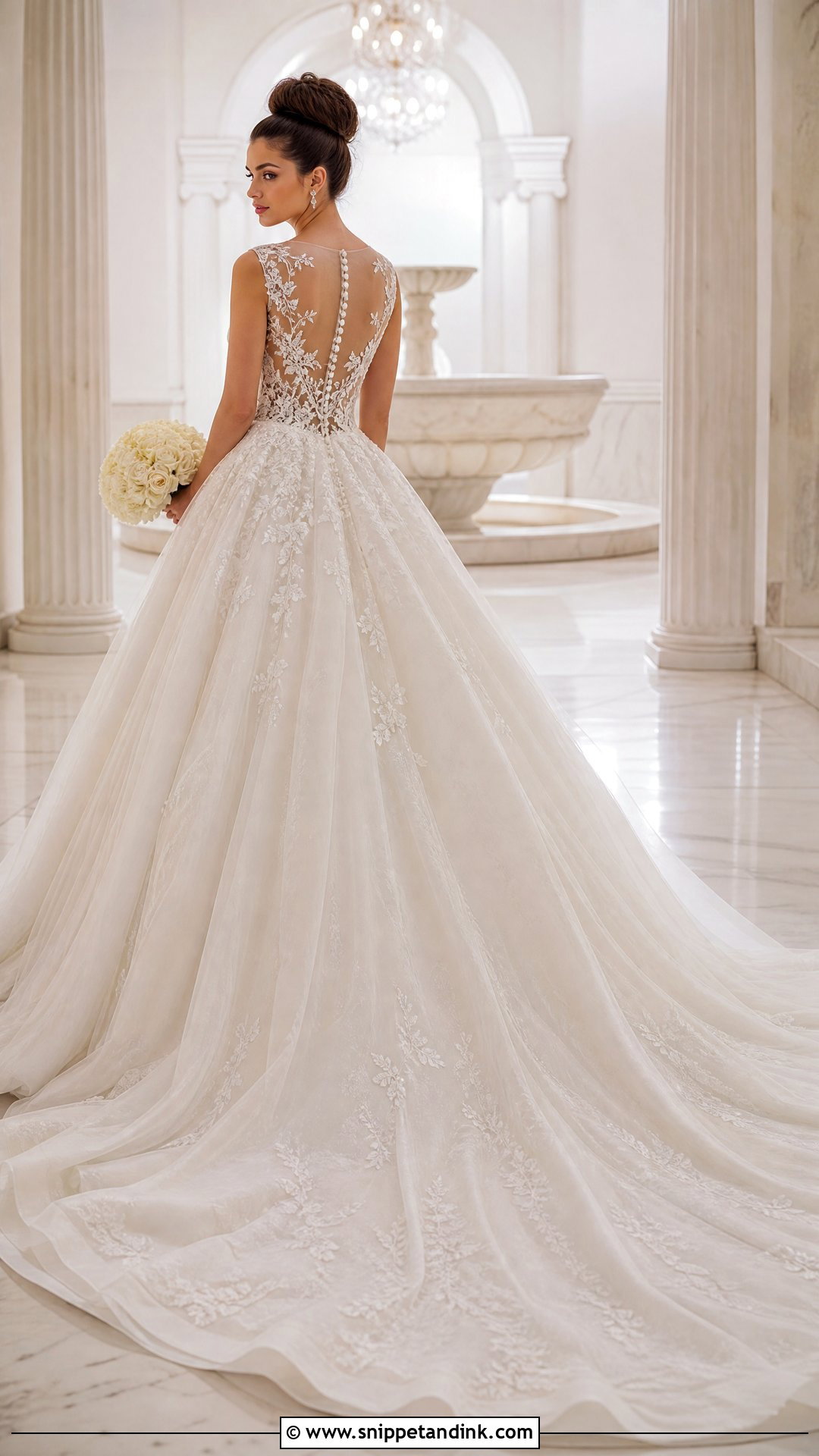 Ball Gown Illusion Back Wedding Dress - Snippet and Ink - 20 Illusion Back Wedding Dress Ideas