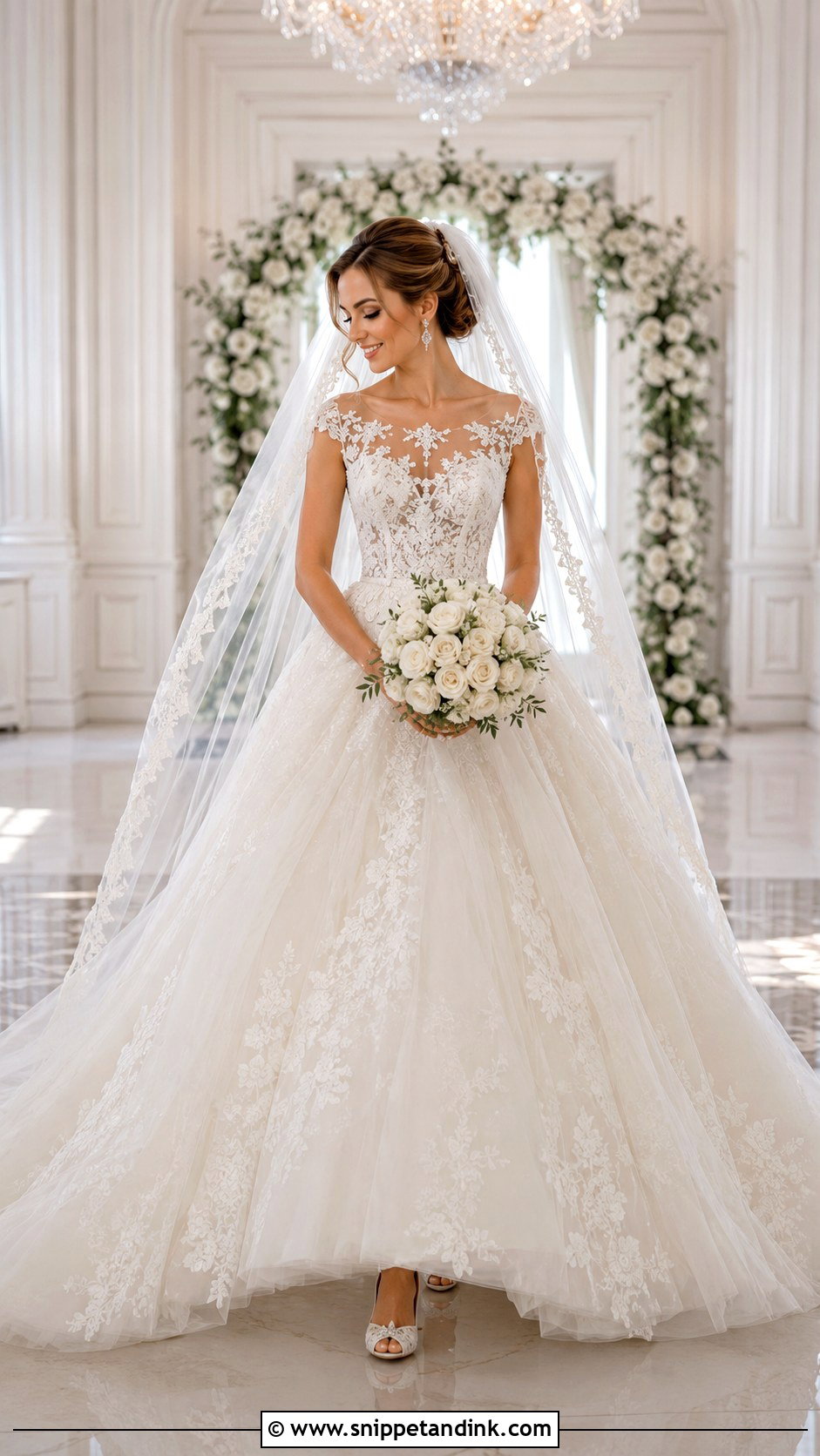 Ball Gown Illusion Neckline Wedding Dress - Snippet and Ink - 25 Illusion Neckline Wedding Dress Ideas