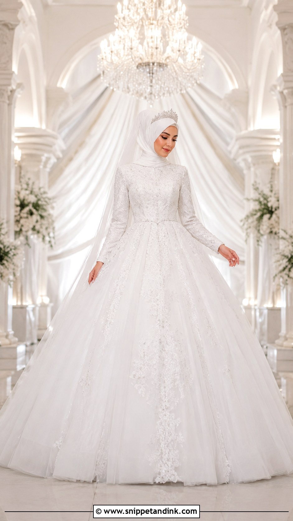 Ball Gown Islamic Wedding Dress With Hijab - Snippet and Ink - 30 Islamic Wedding Dress Ideas
