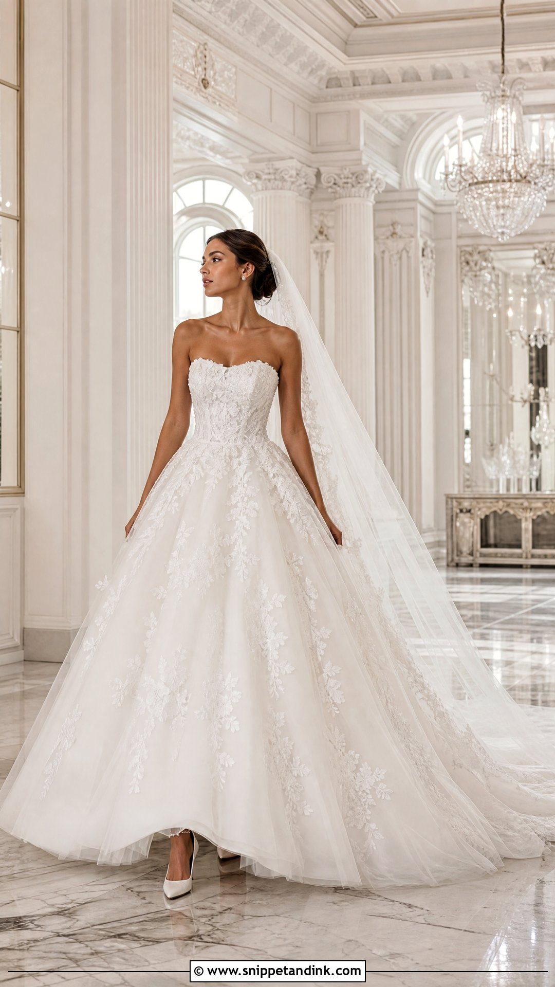 Ball Gown Lace Applique Wedding Dress - Snippet and Ink - 20 Lace Applique Wedding Dress Ideas