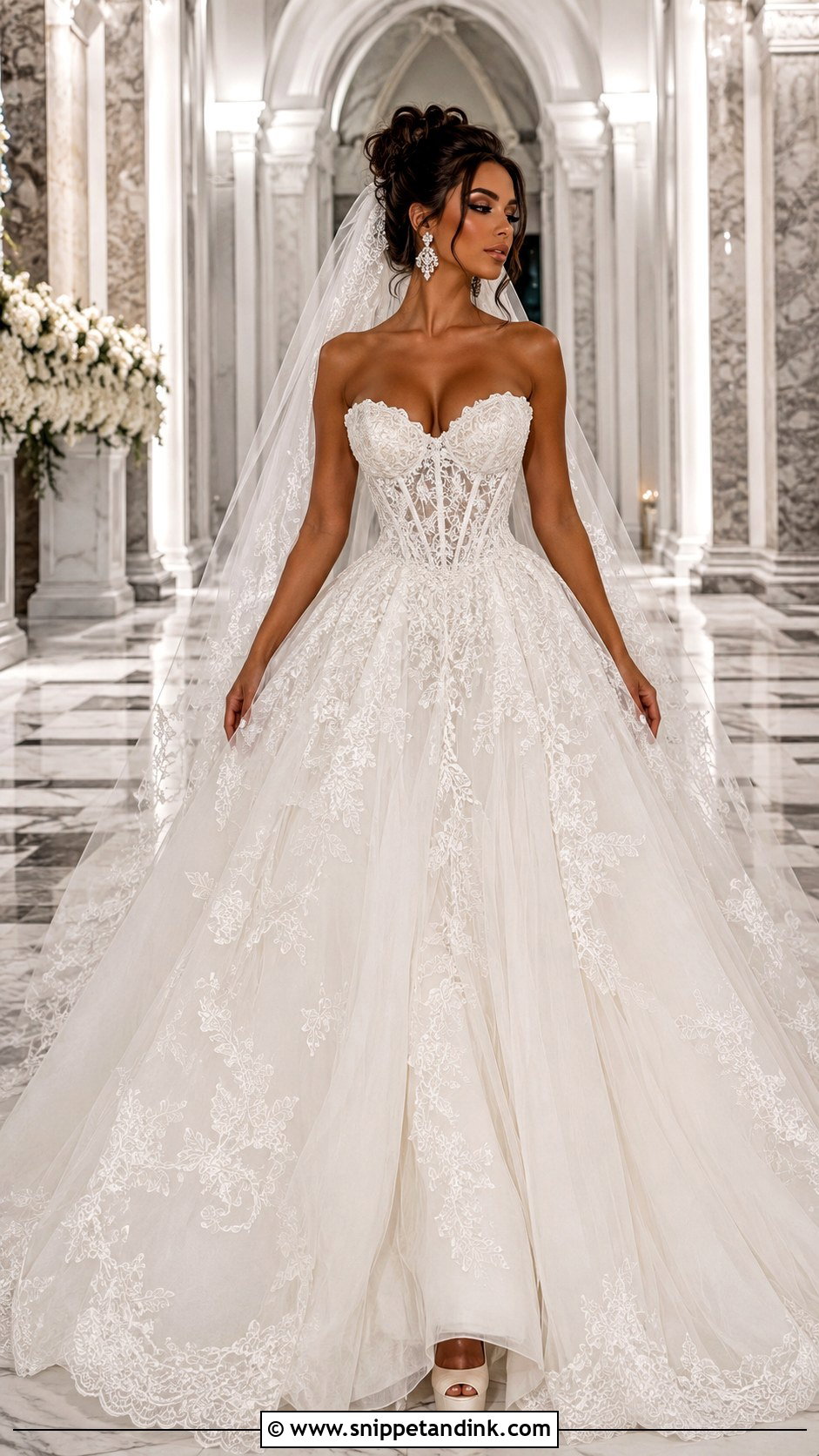 Ball Gown Lace Corset Wedding Dress - Snippet and Ink - 20 Lace Corset Wedding Dresses