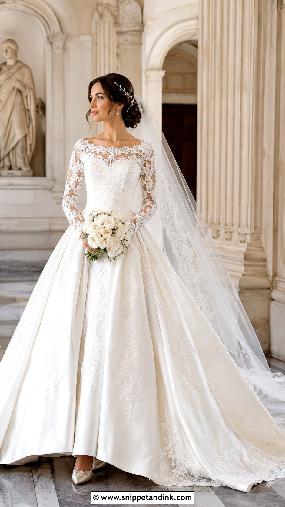 Ball Gown Lace Sleeve Wedding Dress - Snippet and Ink - 25 Lace Sleeves Wedding Dresses