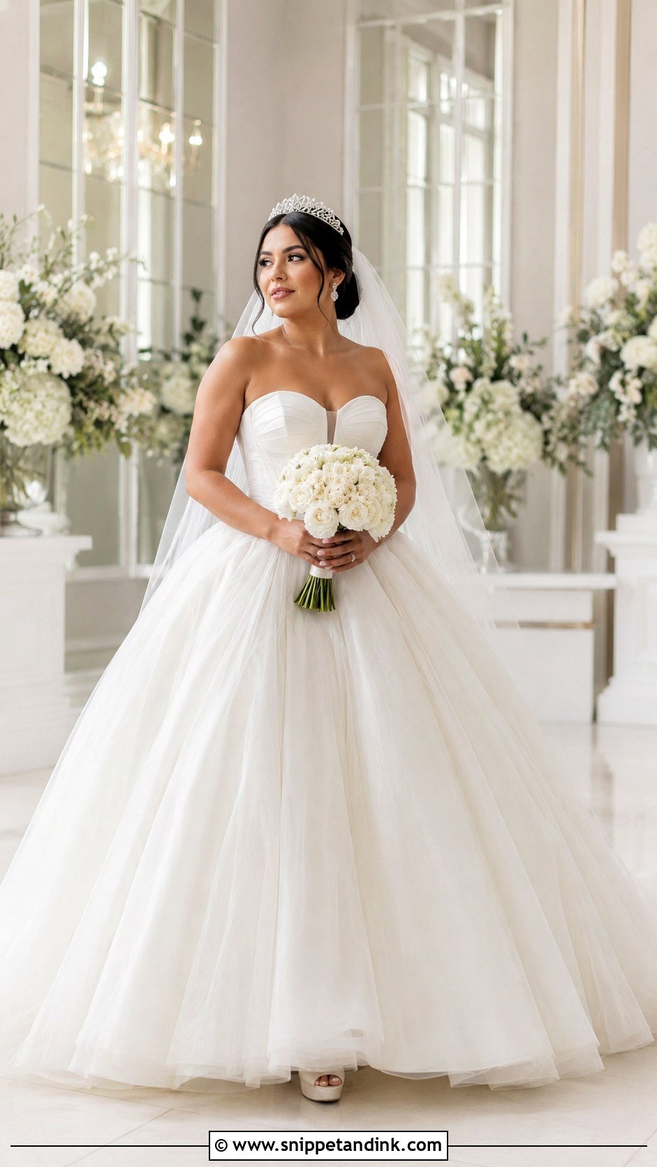 Ball Gown Latina Wedding Dress With Tiara - Snippet and Ink - 25 Latina Wedding Dress Ideas