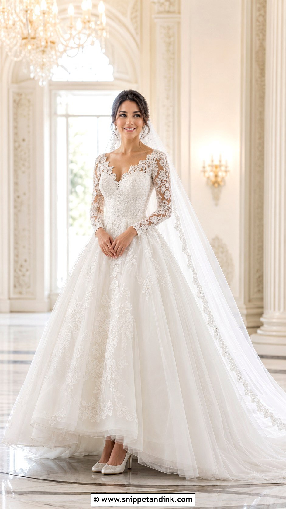 Ball Gown Long Sleeve Lace Wedding Dress - Snippet and Ink - 20 Dantel Wedding Dress Long Sleeve Ideas