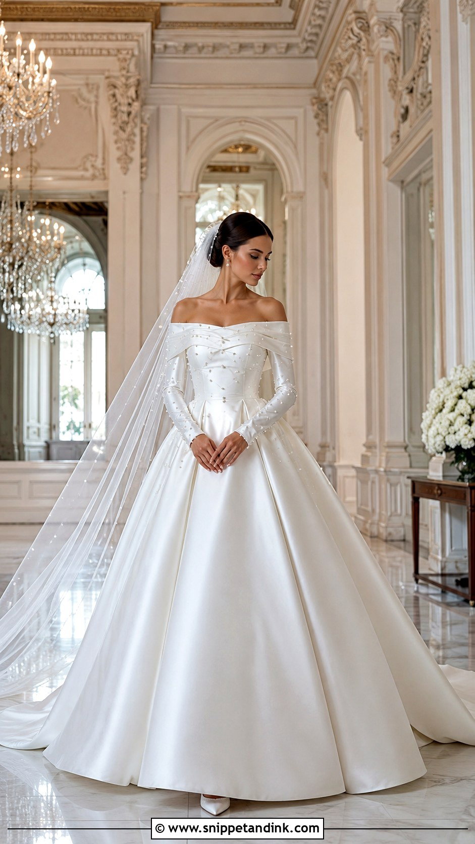 Ball Gown Long Sleeve Off Shoulder Wedding Dress - Snippet and Ink - 25 Long Sleeve Off Shoulder Wedding Dress Ideas