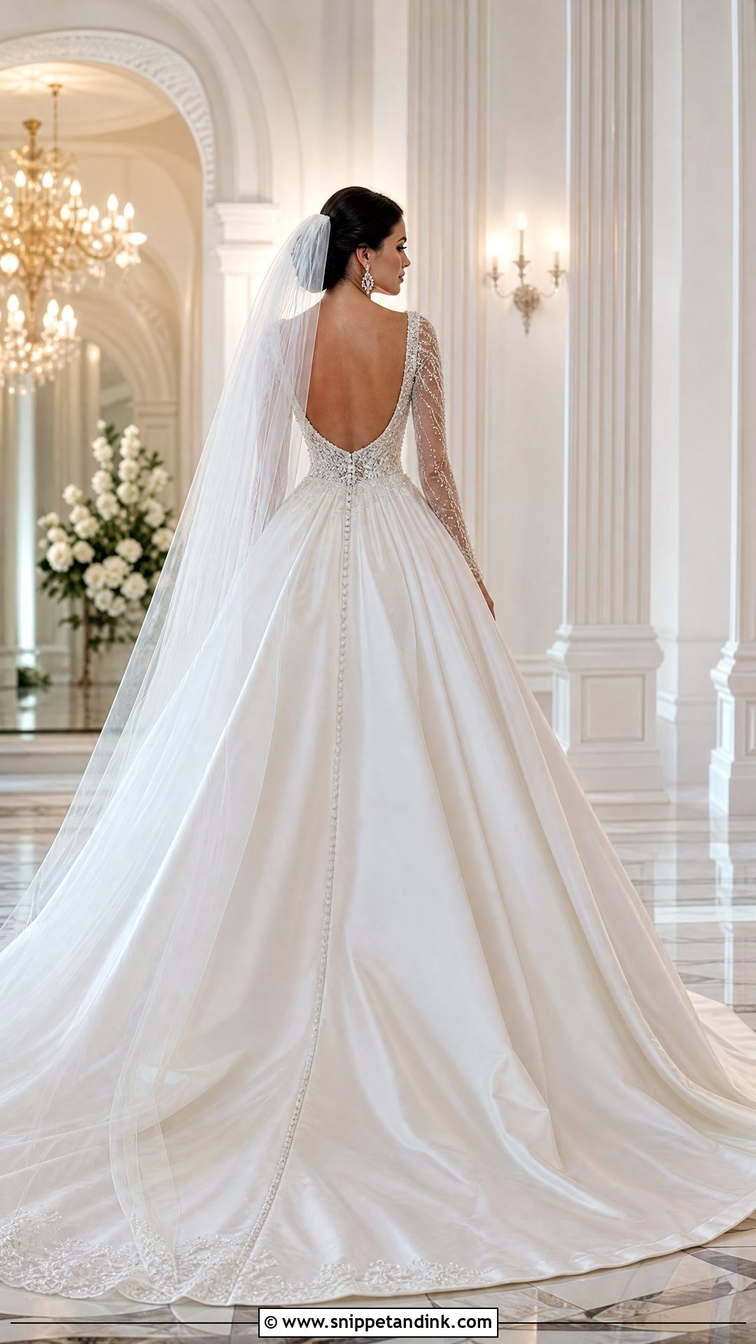 Ball Gown Long Sleeve Open Back Wedding Dress - Snippet and Ink - 25 Long Sleeve Open Back Wedding Dress Ideas