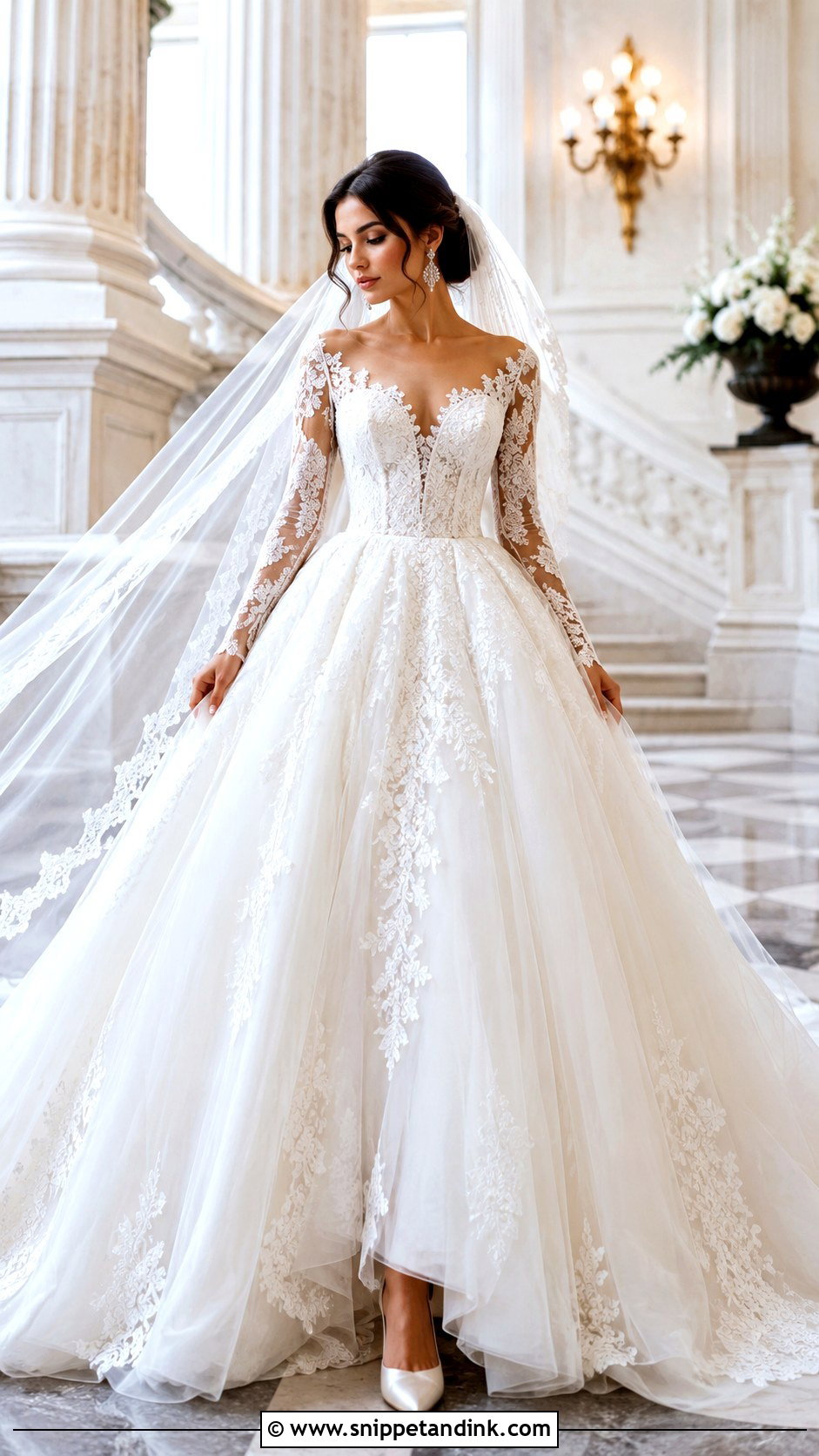 Ball Gown Long Sleeve Wedding Dress - Snippet and Ink - 25 Wedding Dresses with Long Sleeves