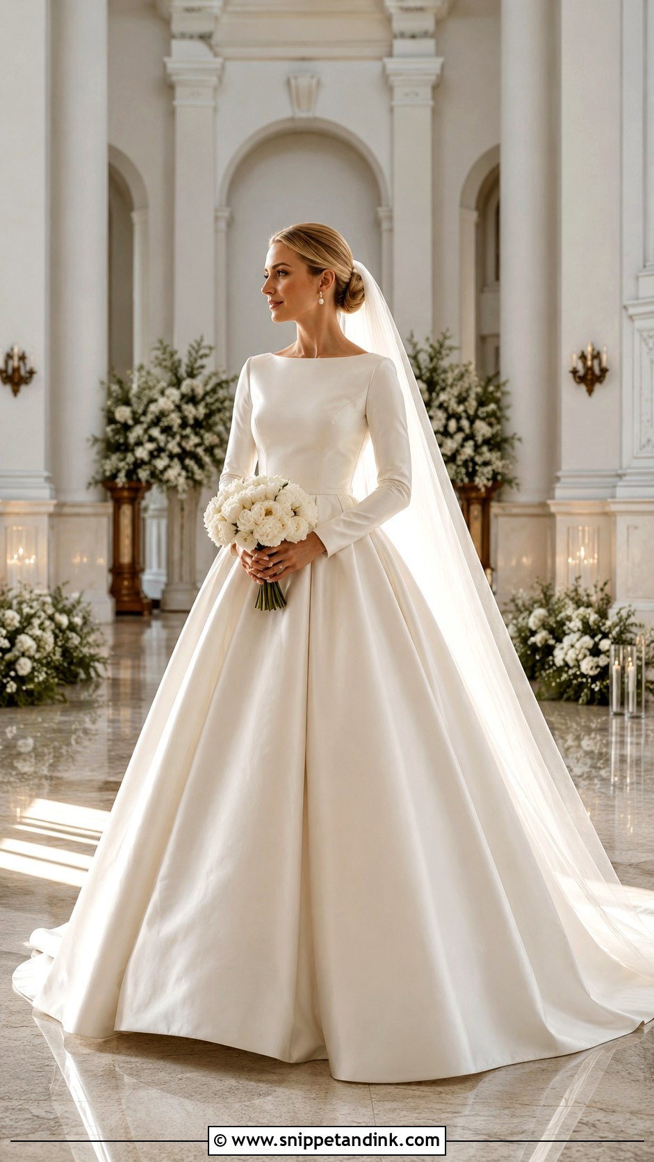 Ball Gown Minimal Long Sleeve Wedding Dress - Snippet and Ink - 20 Minimal Wedding Dress Long Sleeve Ideas