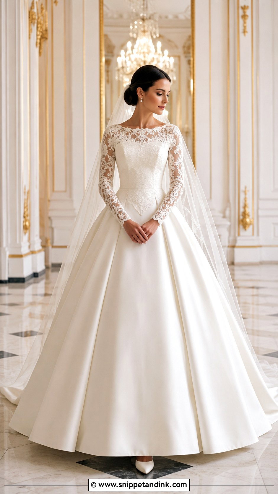 Ball Gown Modest Wedding Dress With Sleeves - Snippet and Ink - 30 Modest Wedding Dresses with Sleeves