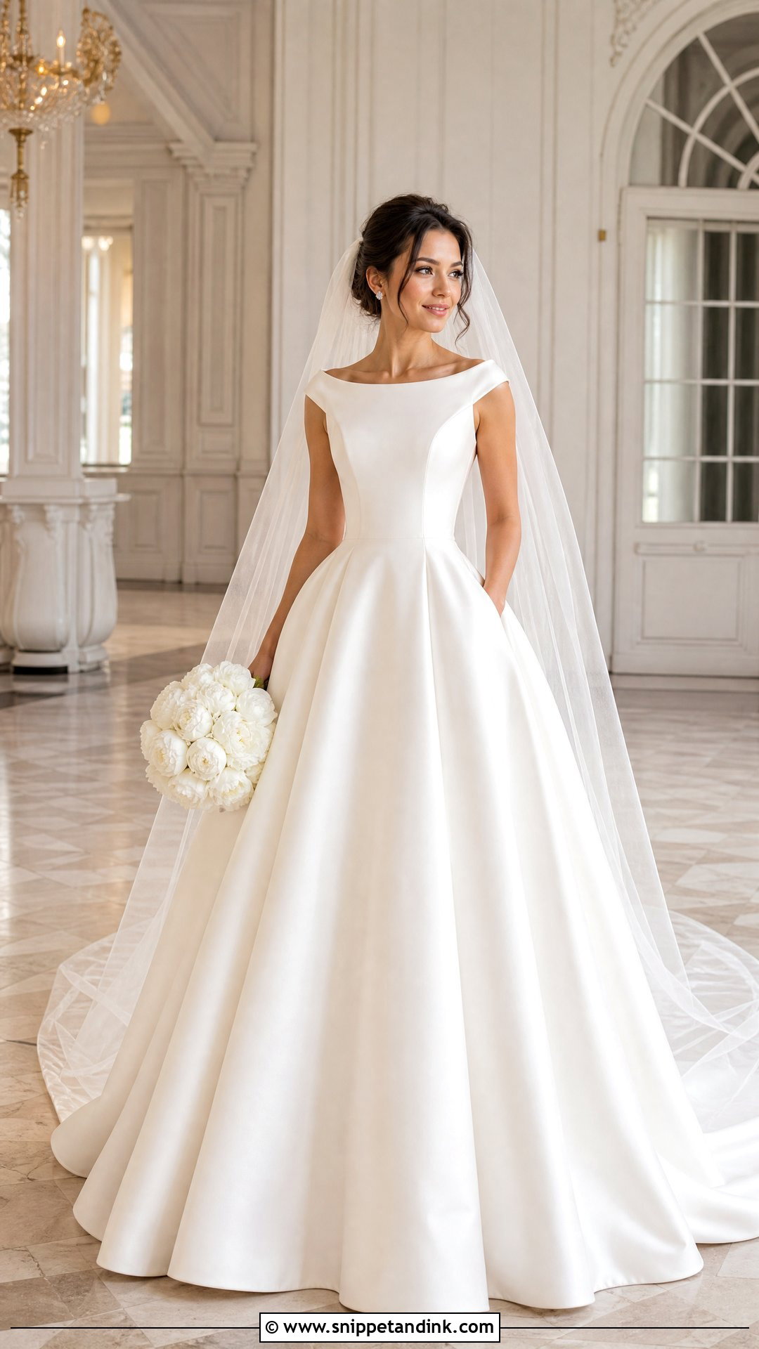 Ball Gown Sabrina Wedding Dress With Pockets - Snippet and Ink - 20 Sabrina Wedding Dress Ideas