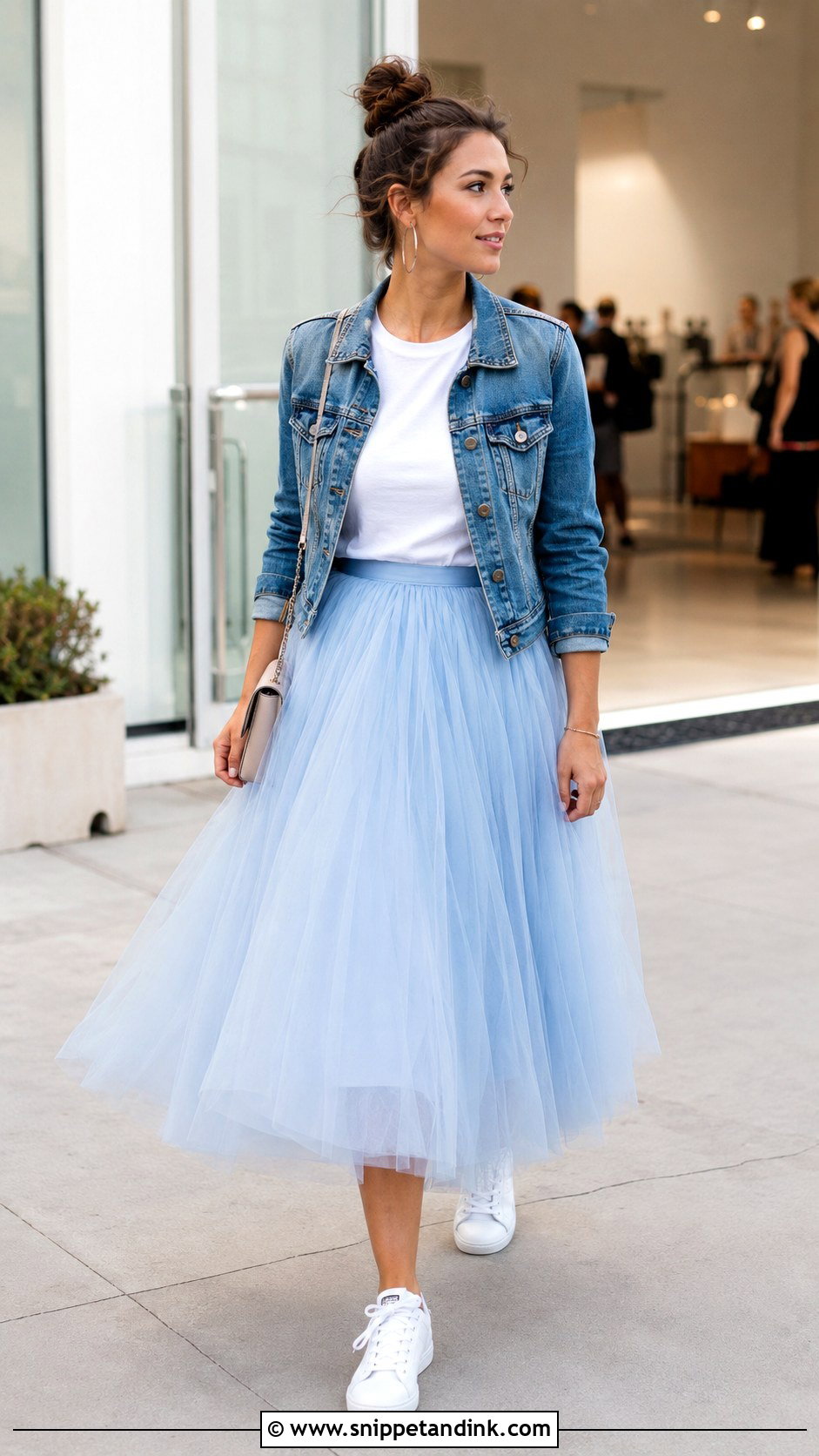 Ball Gown Skirt And Denim Jacket Outfit - Snippet and Ink - 20 Ball Gown Skirt Ideas