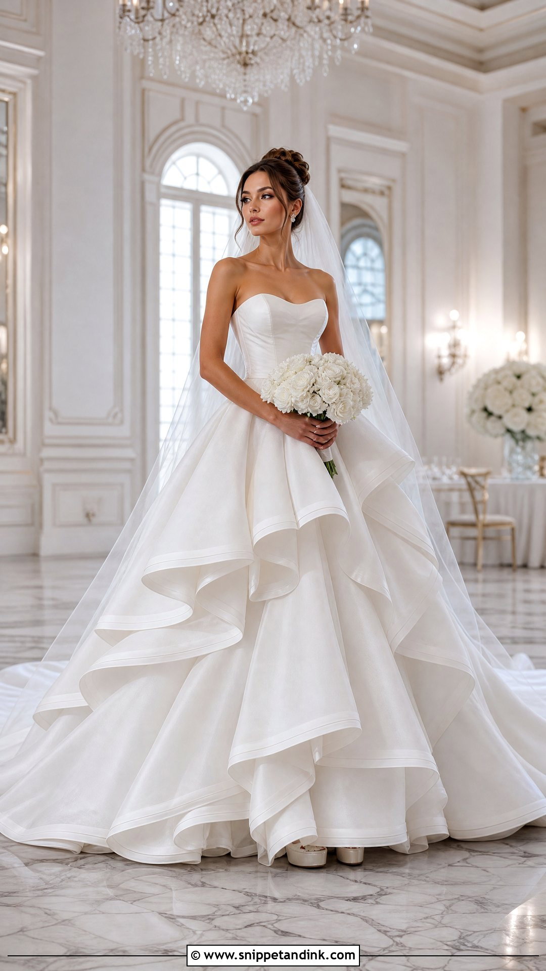 Ball Gown Waterfall Wedding Dress - Snippet and Ink - 20 Waterfall Wedding Dress Ideas