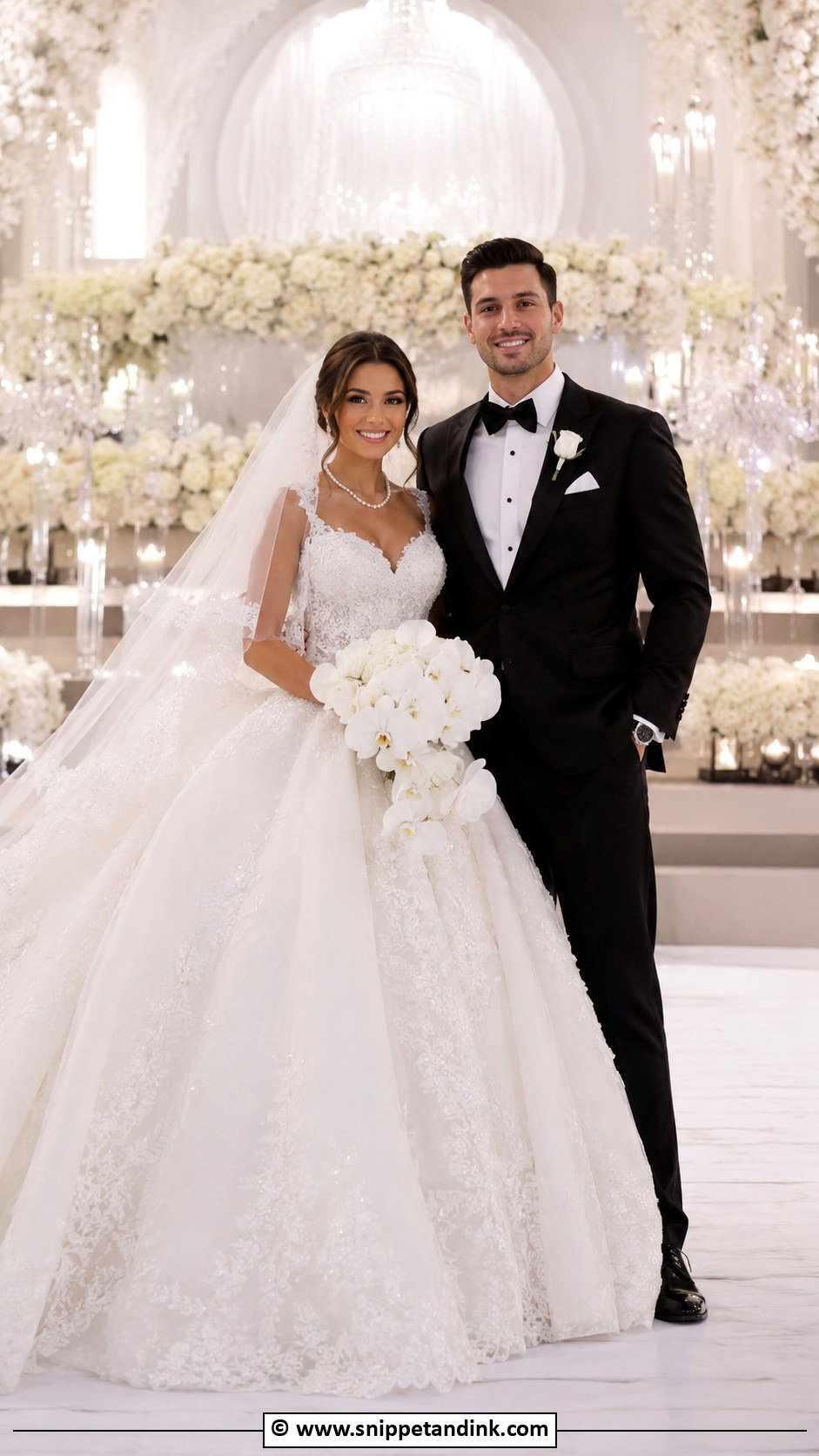 Ball Gown Wedding Dress And Formal Tuxedo - Snippet and Ink - 30 Couple Wedding Dress Ideas