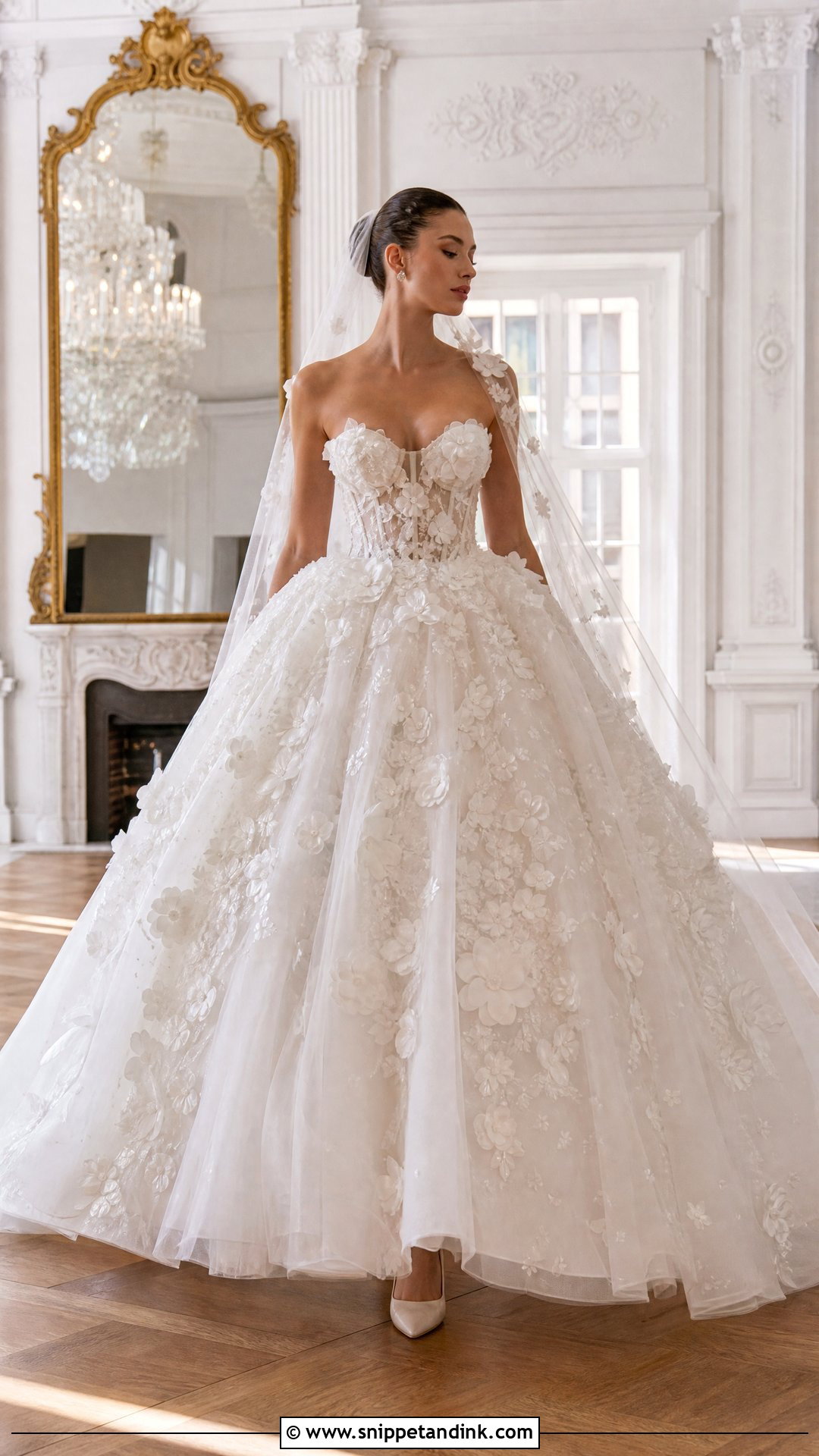 Ball Gown Wedding Dress With 3D Flowers - Snippet and Ink - 20 Wedding Dress 3d Flowers