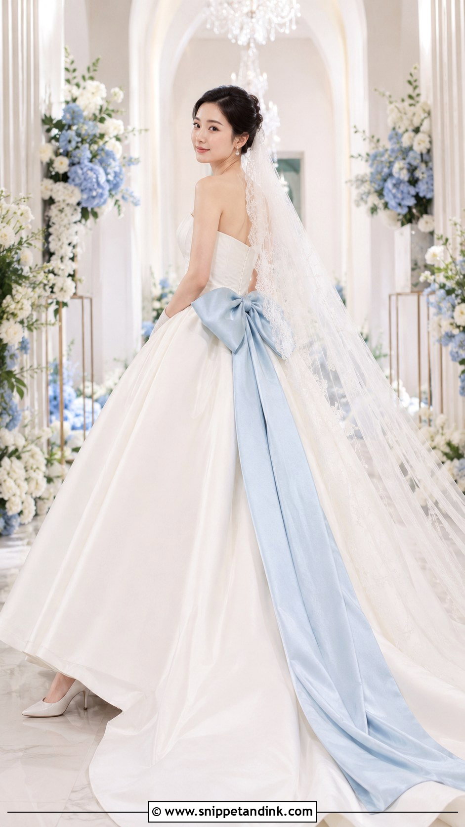 Ball Gown Wedding Dress With Blue Bow - Snippet and Ink - 25 Wedding Dress with Blue Accents Ideas