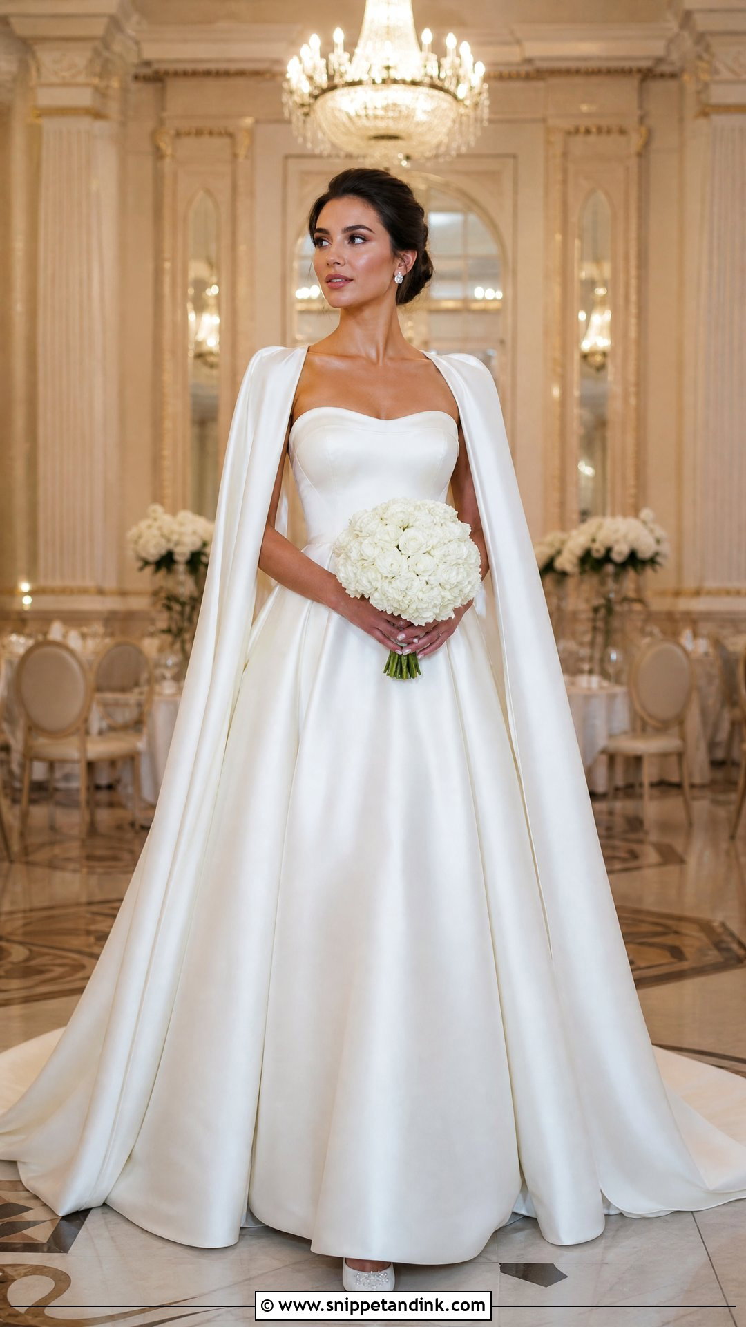 Ball Gown Wedding Dress With Cathedral Cape Sleeves - Snippet and Ink - 20 Wedding Dress with Cape Sleeves