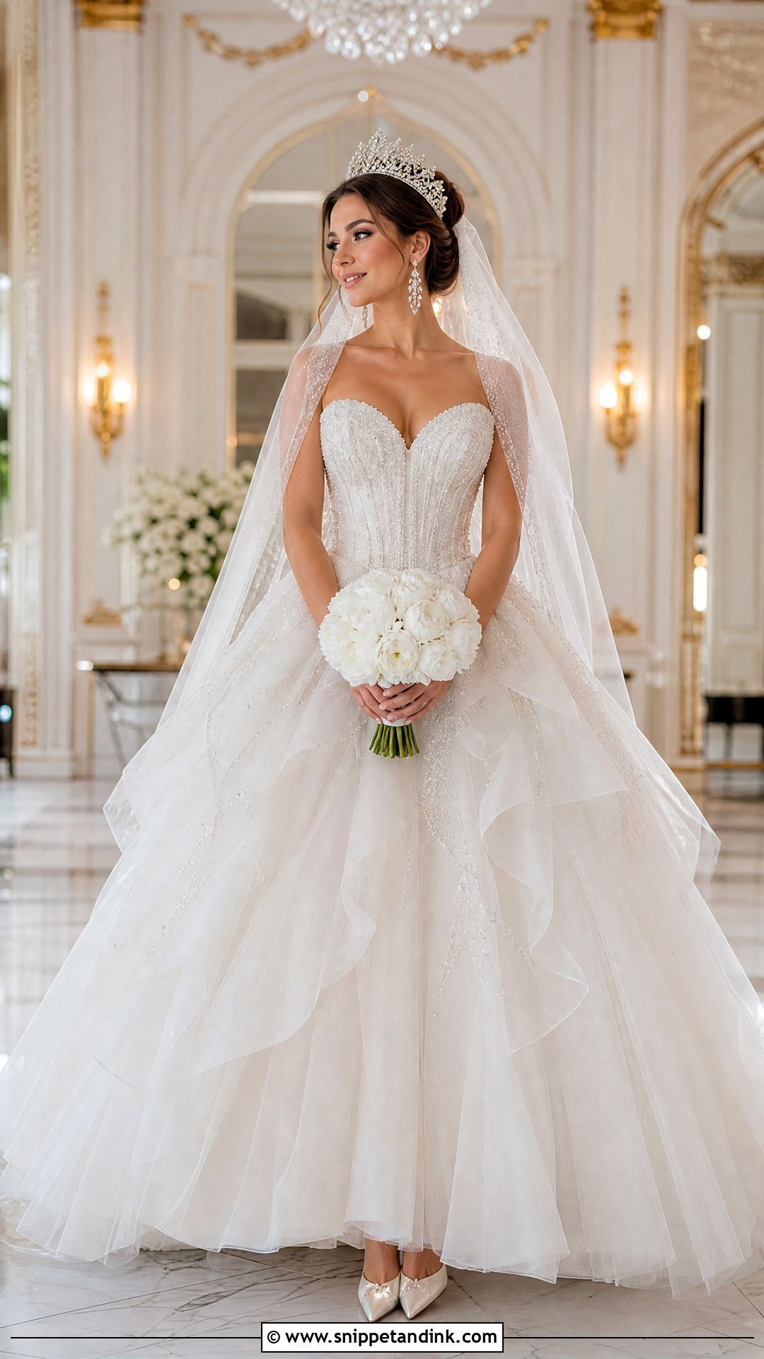 Ball Gown Wedding Dress With Crystal Crown - Snippet and Ink - 20 Wedding Dress with Crown Ideas