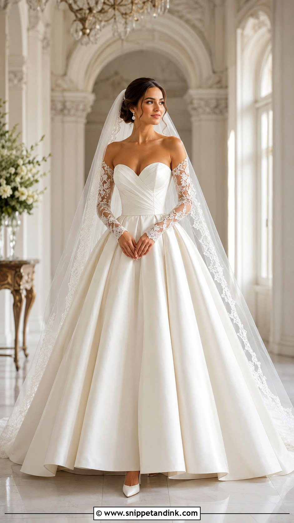 Ball Gown Wedding Dress With Detachable Sleeves - Snippet and Ink - 20 Convertible Wedding Dresses