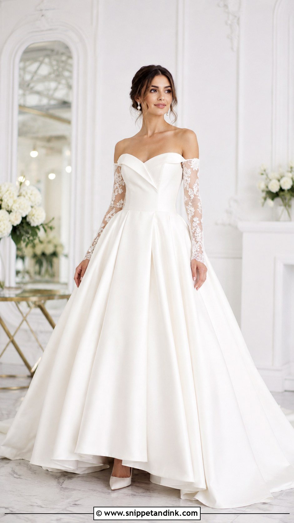 Ball Gown Wedding Dress With Detachable Sleeves - Snippet and Ink - 25 2 in 1 Convertible Wedding Dresses