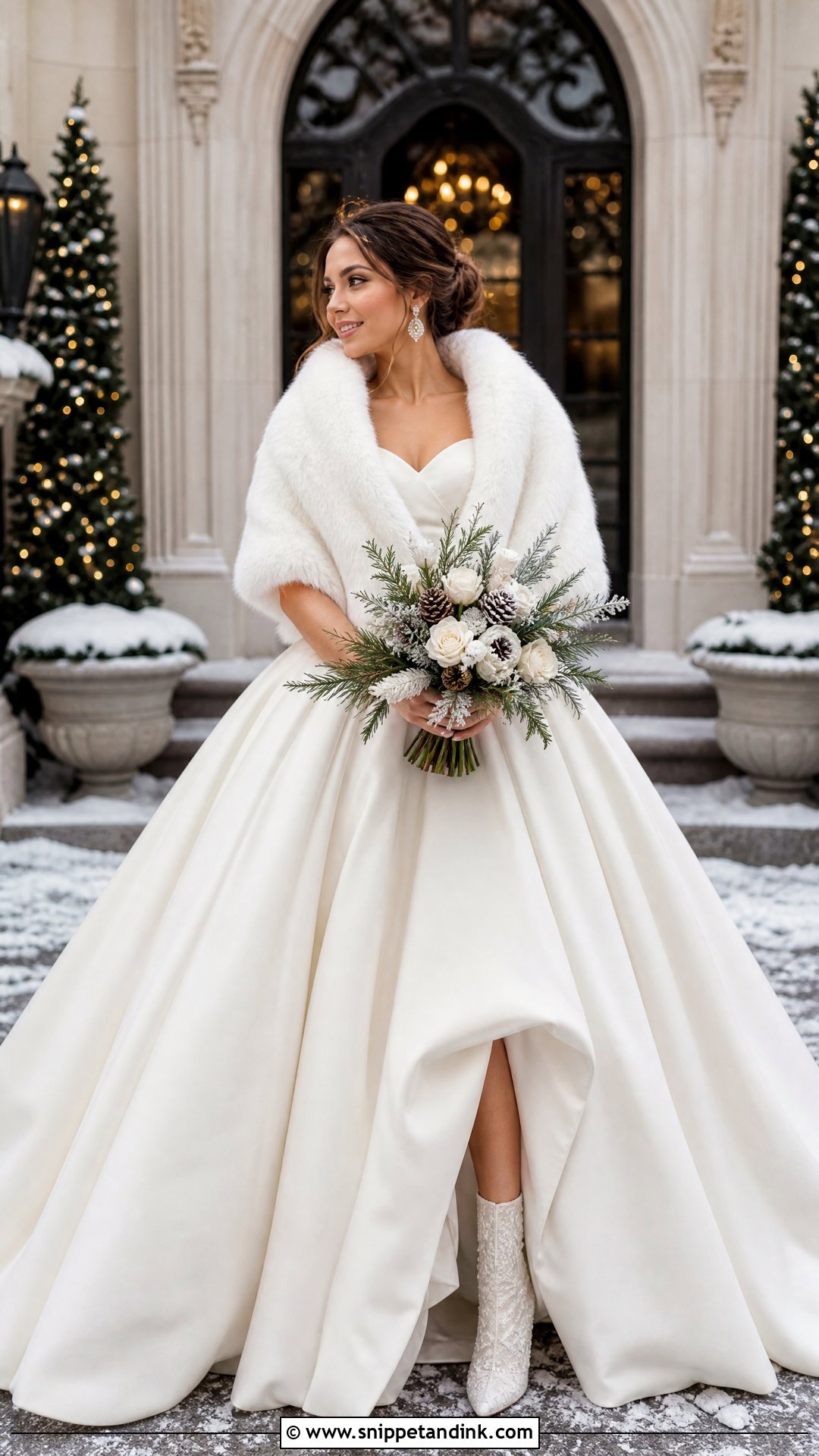 Ball Gown Wedding Dress With Faux Fur Shawl - Snippet and Ink - 25 Wedding Dress with Shawl Ideas