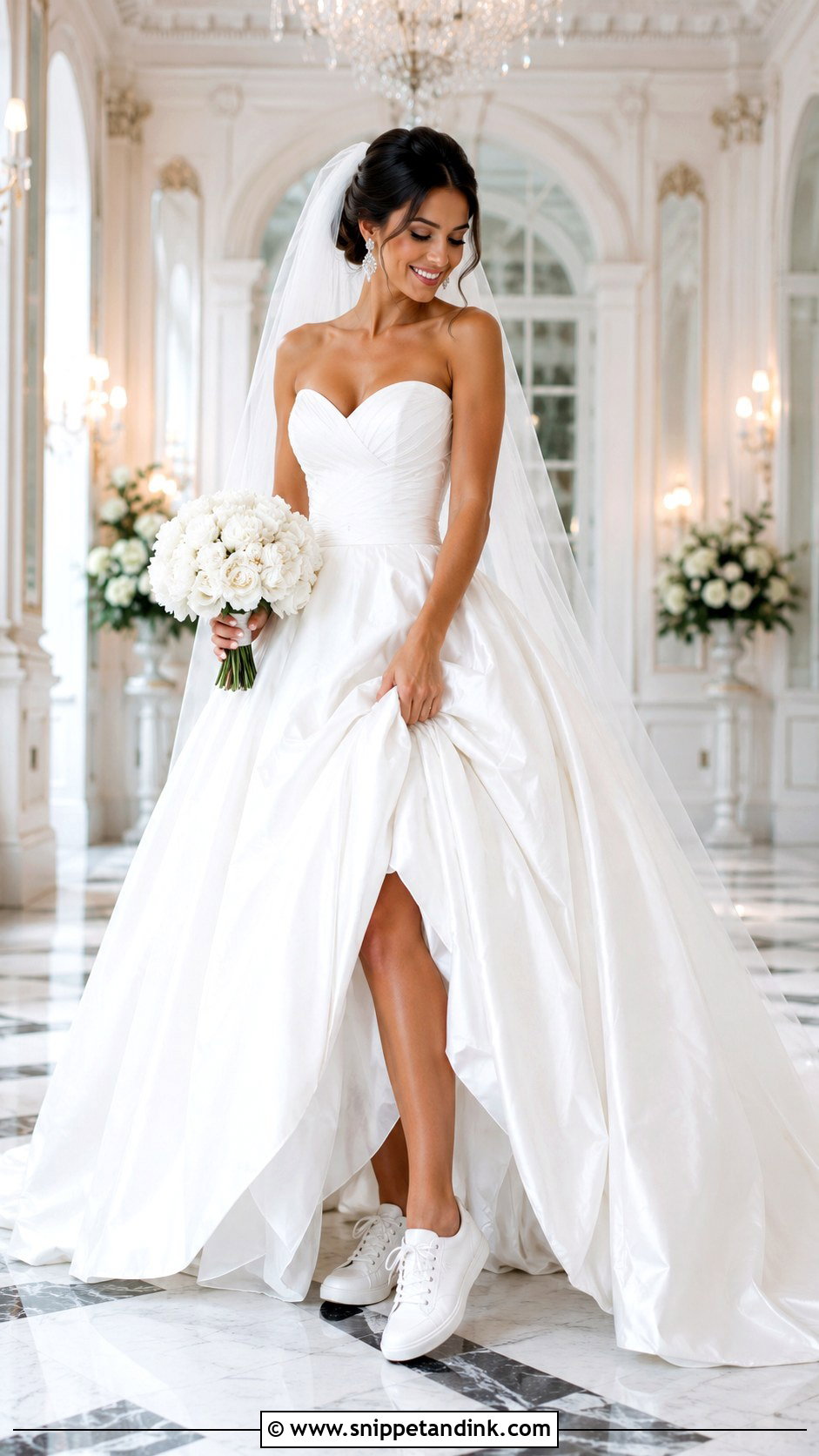 Ball Gown Wedding Dress With Hidden Bridal Sneakers - Snippet and Ink - 20 Bride with Sneakers Ideas