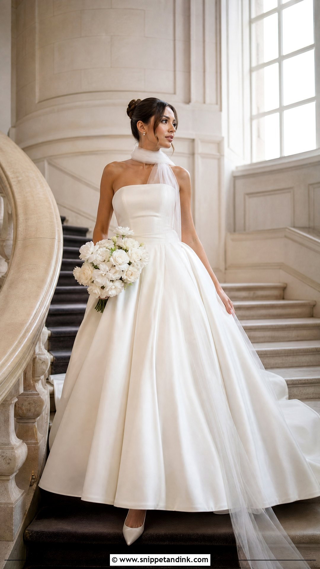 Ball Gown Wedding Dress With Long Neck Scarf - Snippet and Ink - 25 Neck Scarf Wedding Dress Ideas
