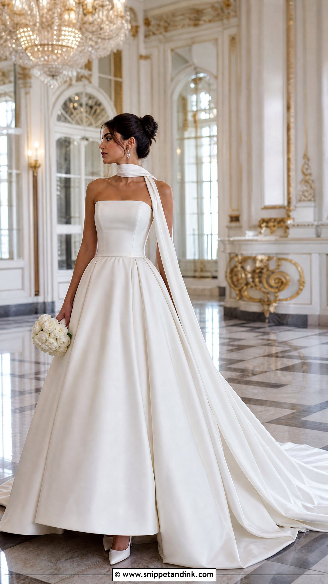 Ball Gown Wedding Dress With Neck Scarf - Snippet and Ink - 20 Wedding Dresses with Neck Scarf