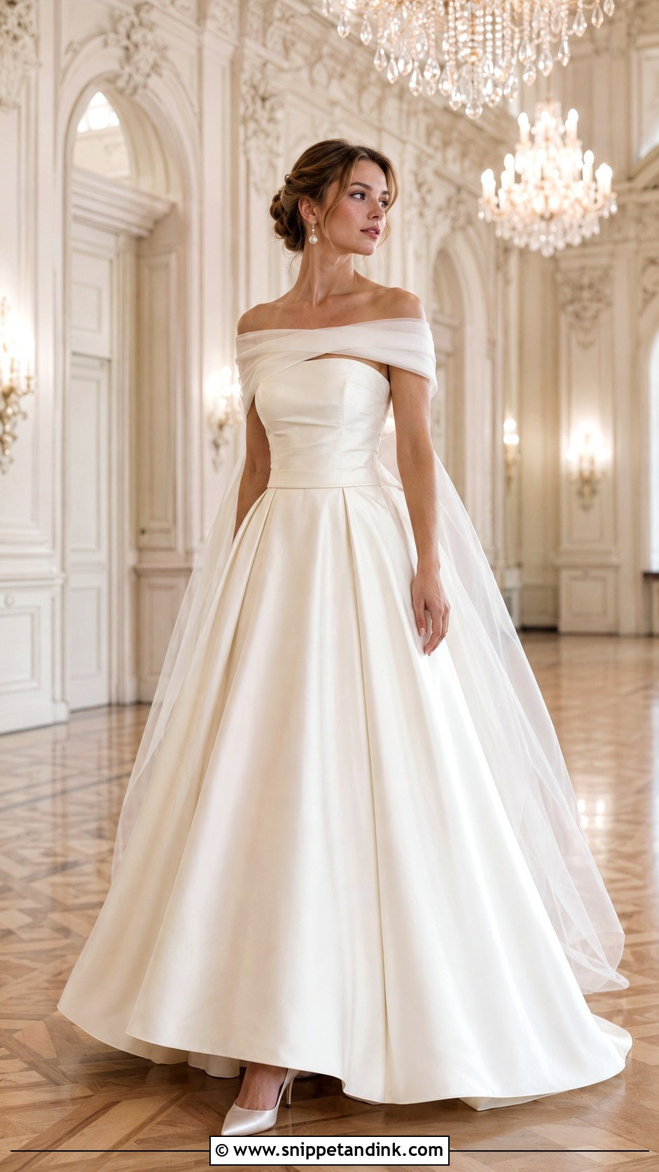 Ball Gown Wedding Dress With Organza Scarf - Snippet and Ink - 30 Wedding Dress with Scarf Ideas