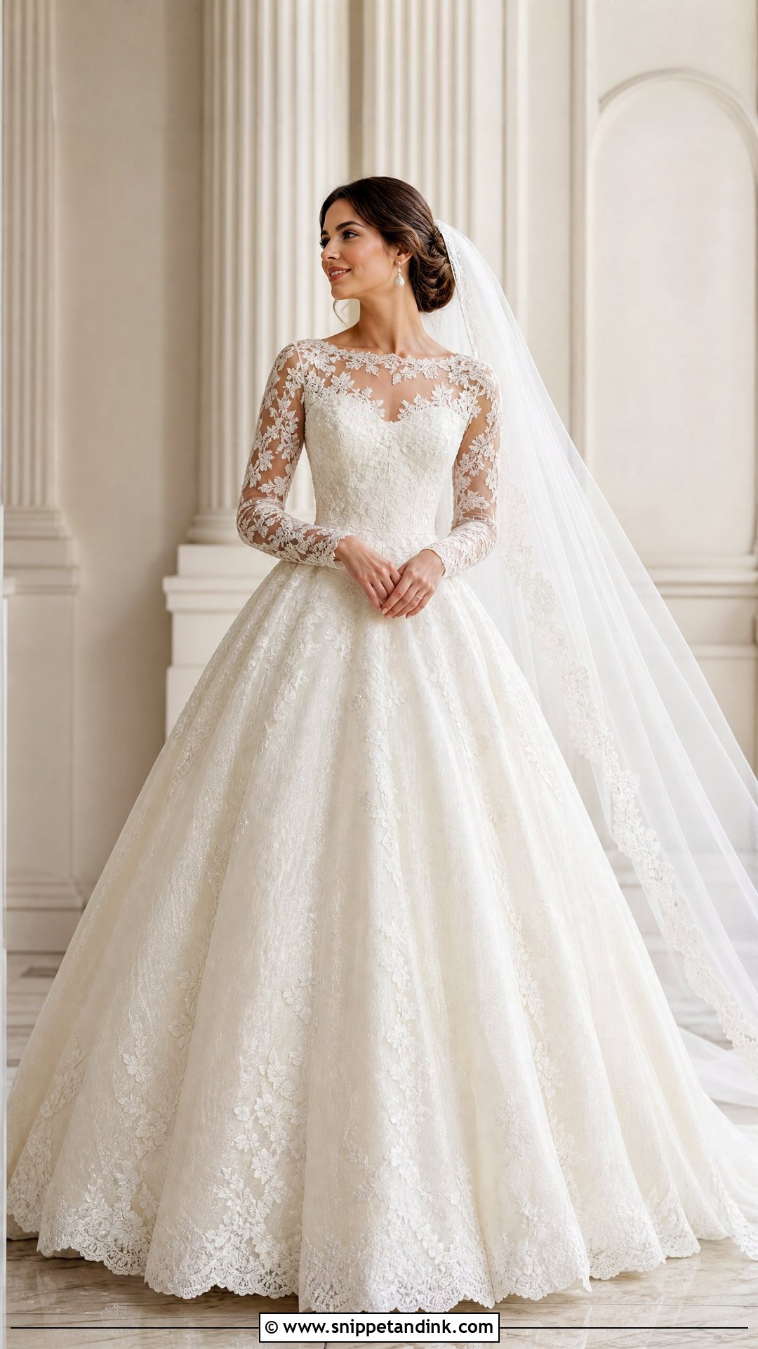 Ball Gown Wedding Dress With Sleeves - Snippet and Ink - 25 Timeless Wedding Dresses with Sleeves