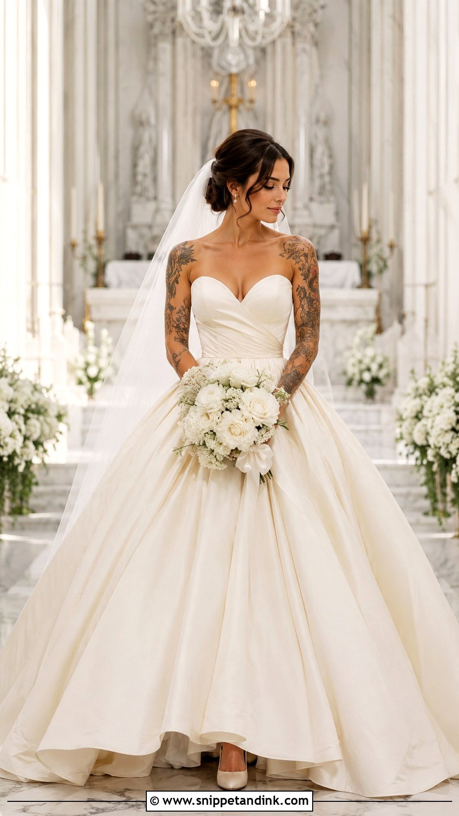 Ball Gown Wedding Dress With Tattoos - Snippet and Ink - 25 Wedding Dress with Tattoos Ideas