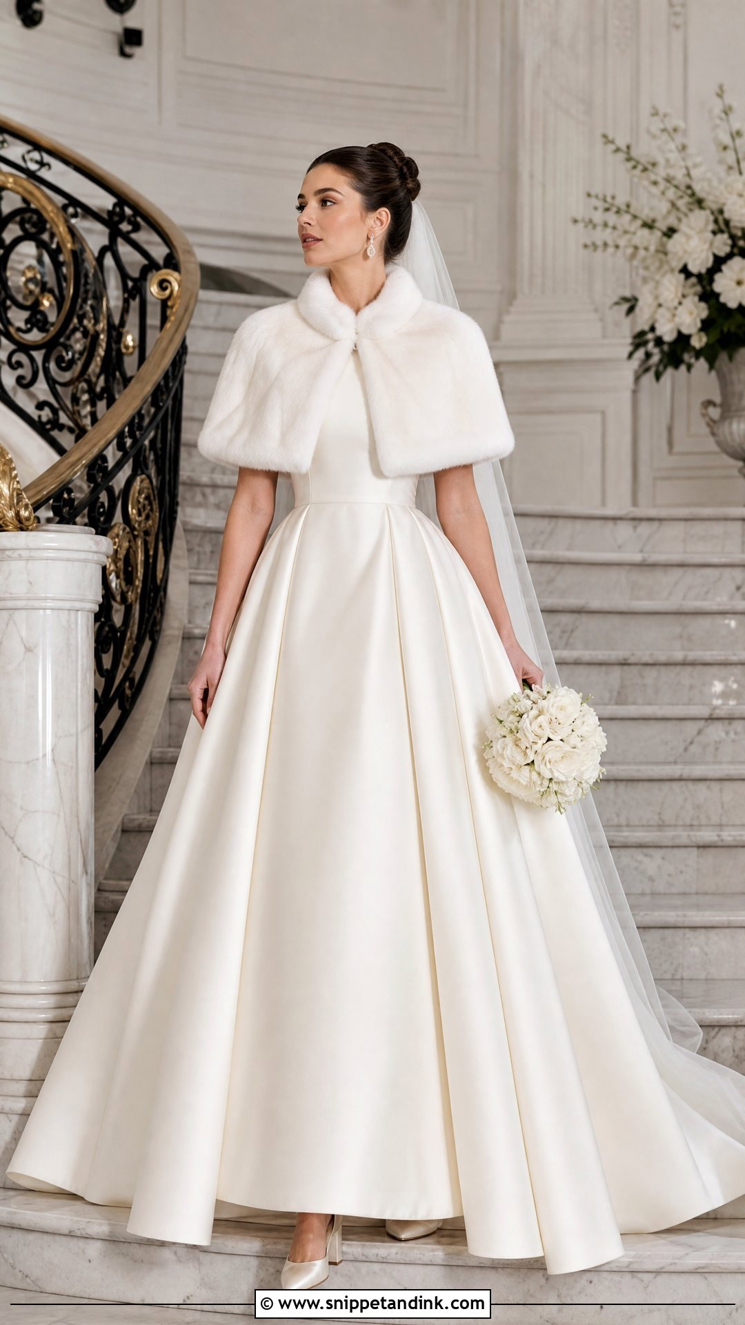 Ball Gown Winter Wedding Dress With Fur Capelet - Snippet and Ink - 25 Winter Wedding Dress Fur Ideas