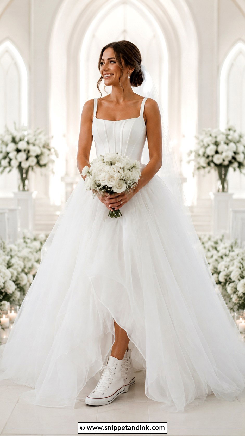 Ball Gown With White High Top Converse - Snippet and Ink - 20 Wedding Dress with Converse Ideas